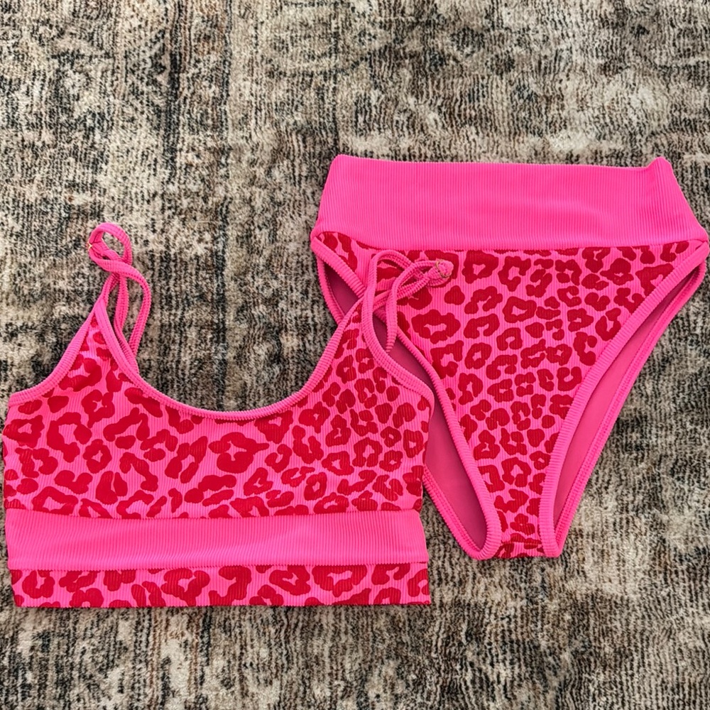 Beach Riot Pink Leopard Bikini Set